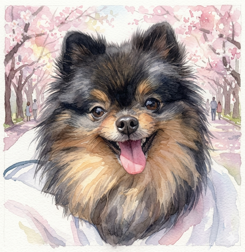 桜並木とクロノスケ